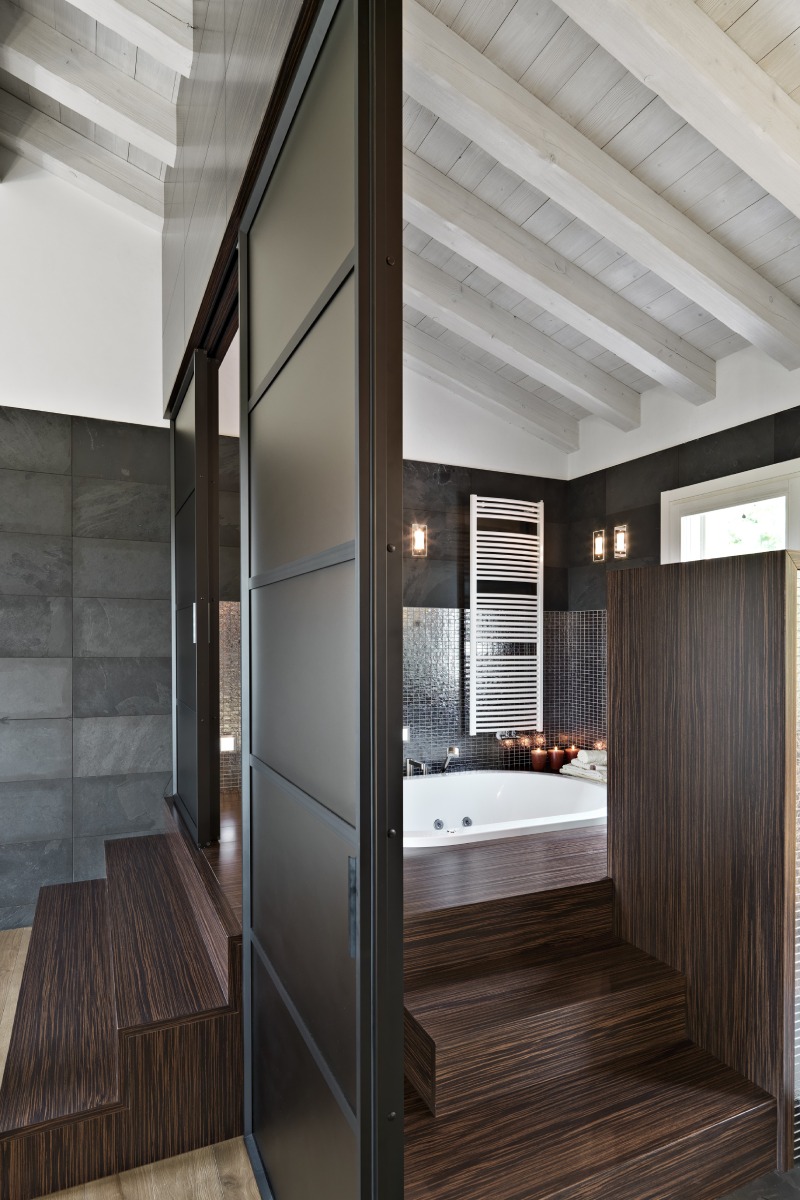 modern bathroom in the attic room